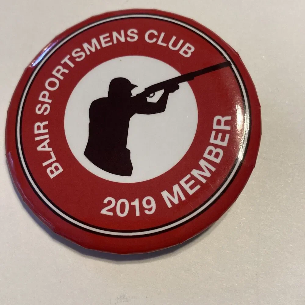 ROD & GUN CLUB Sportsmen's Fish Game 2019 PINBACK BUTTON BADGE